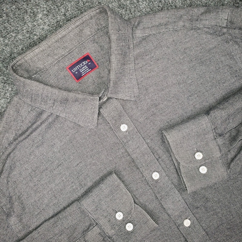 Untuckit Shirt Mens XL Gray Button Up Long Sleeve
